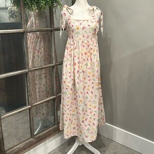 Miss Selfridge Petite tie shoulder maxi dress in fruit print US 6